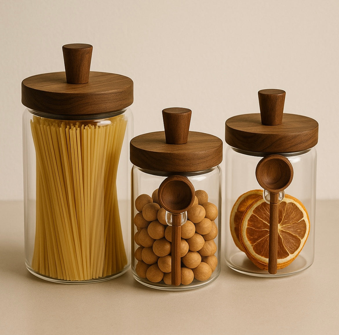 Glass jar with bamboo lid