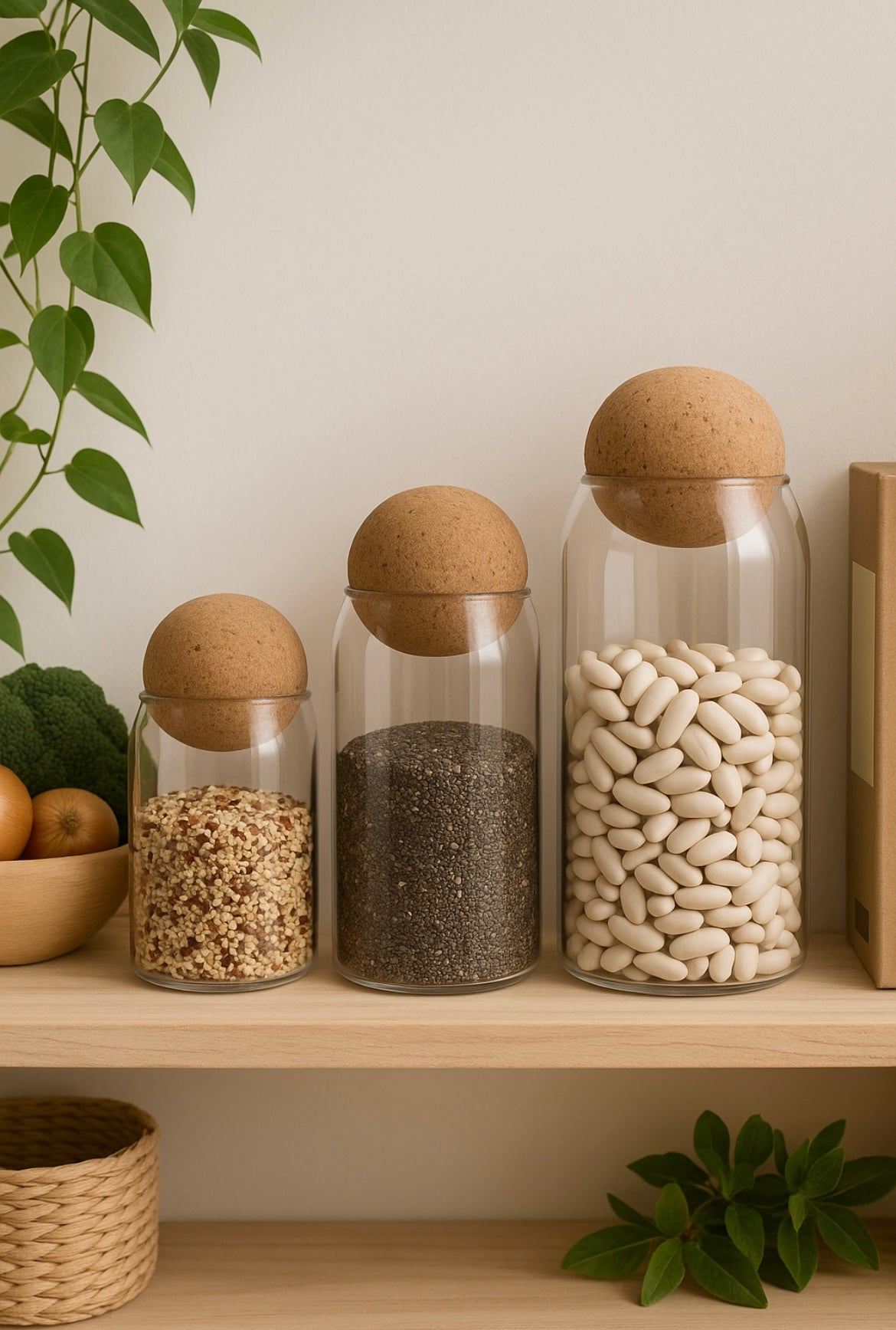 Glass jars for food storage