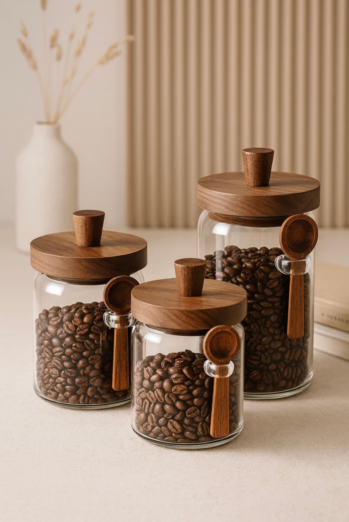 Glass jar with bamboo lid