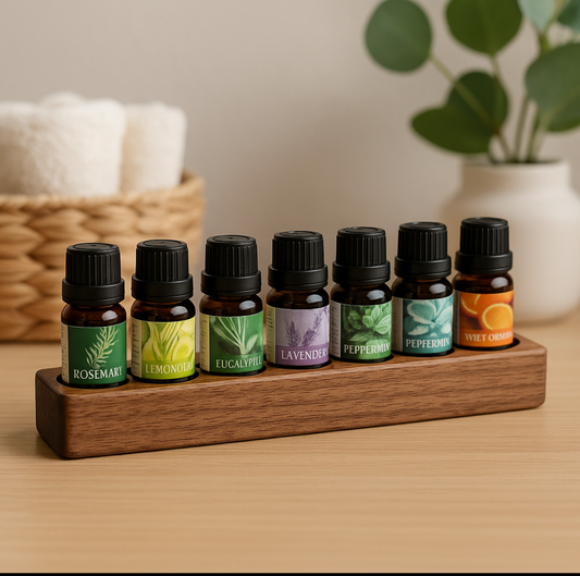 Oppbevaring for eteriske oljer i tre - 7 hull